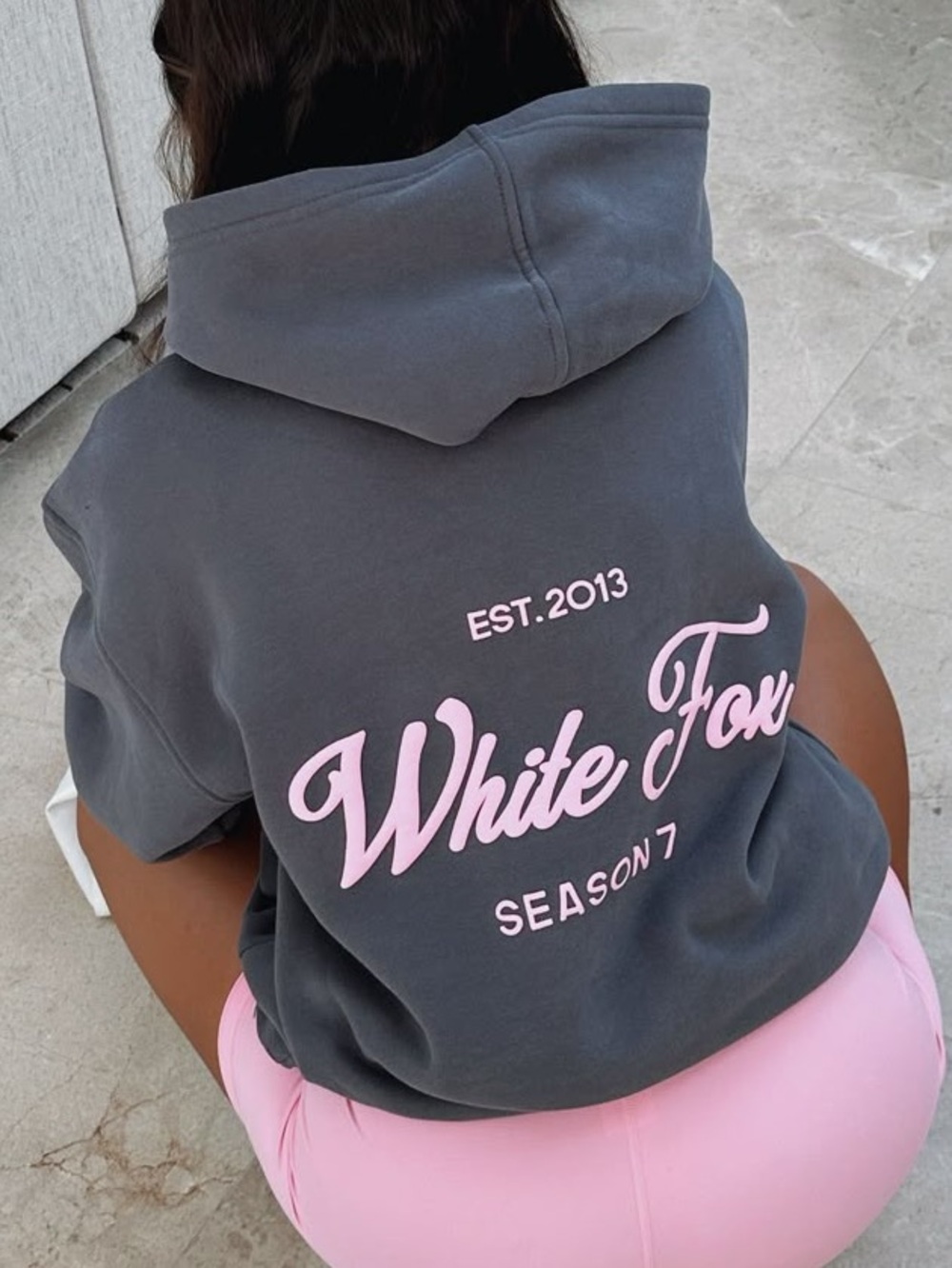 White Fox oversized hoodie monument style